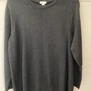 J Jill Crew Neck Metallic Black Long Sleeve Sweater Size 1X Holiday NWOT